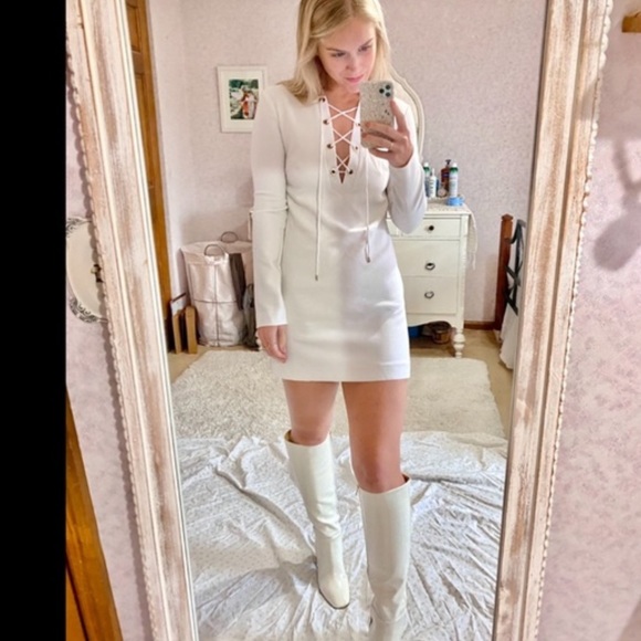 Marciano Dresses & Skirts - Marciano by Guess | Lena White Gogo Long Sleeve Mini Hippie Dress Woman’s Small